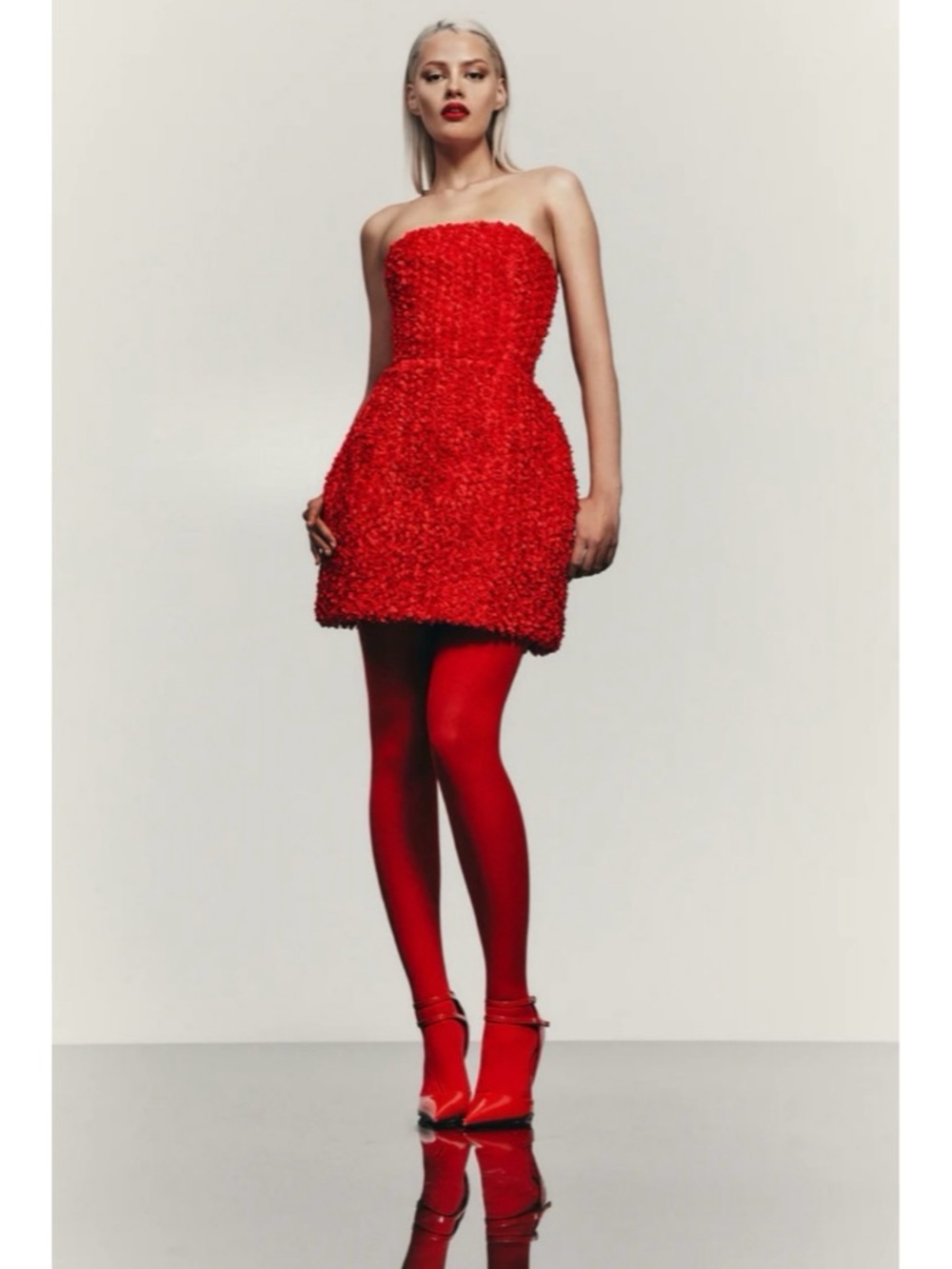 NADINE MERABI Maisy 3D Tulip Floral Strapless Mini Dress – Size 8 – Like New